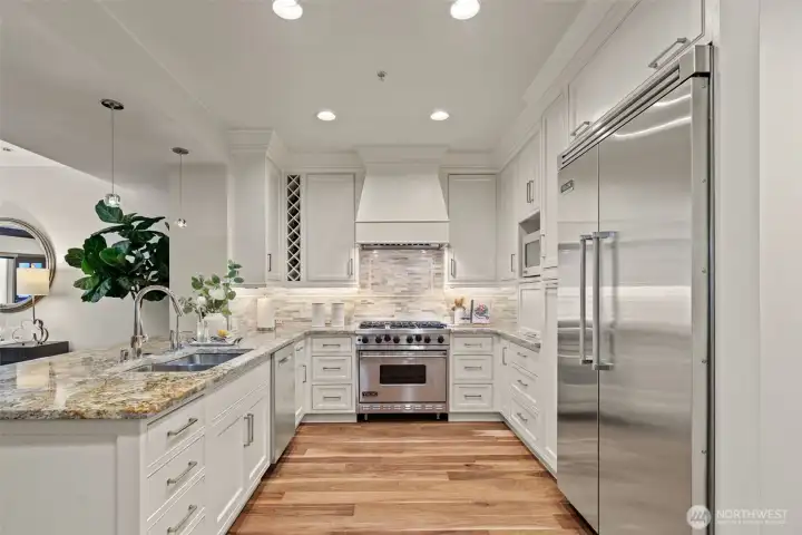 Updated kitchen with professional style Viking appliances.