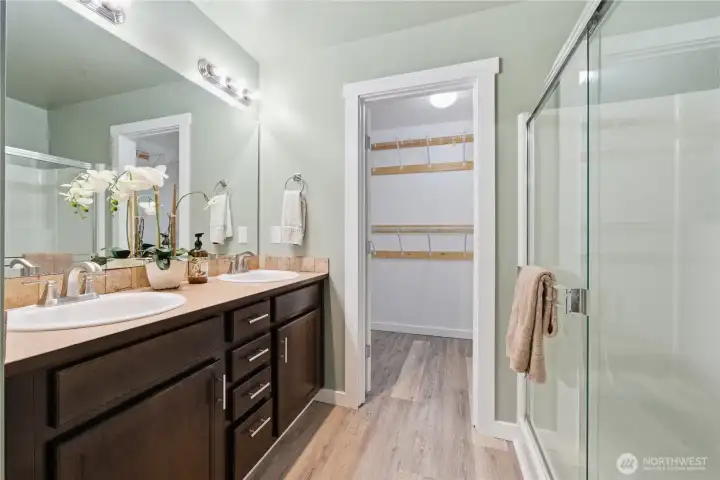 Primary closet beyond bath