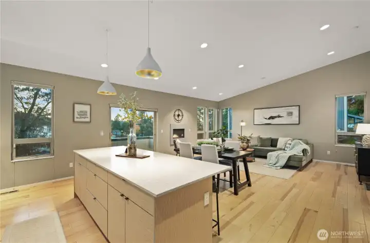 Centered in this photo is the west facing deck shown just behind the sliding glass door. Open the slider and let in a nice summer breeze or simply step out to admire the view across the valley.