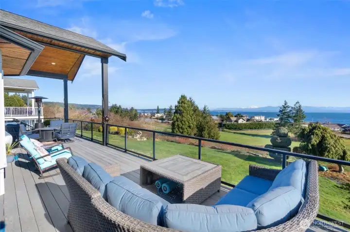 Composite deck is partially covered to enjoy year-round!