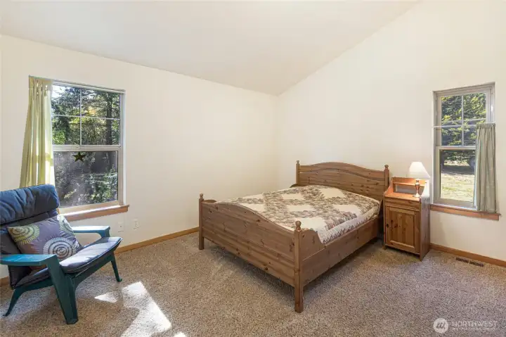 Guest bedroom with vaulted ceilings...