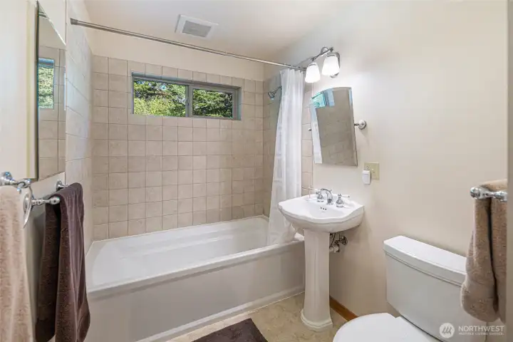 Bathroom off hallway...
