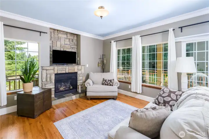 Living room with propane fireplace