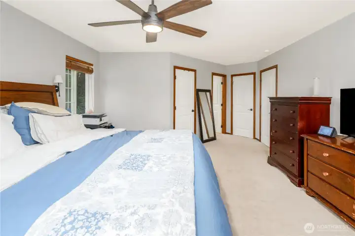 Primary bedroom with walk in closet