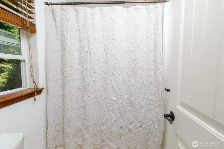 Step in shower and toilet area in separate space