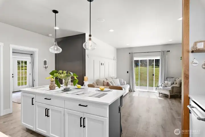 Kitchen open to LR