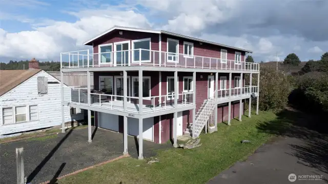 Welcome to this large home with fantastic views in the Moclips Flats neighborhood! It sits on a corner lot across the street from the beach.  Enter the home from the 2nd level into a shared entry that takes you inside the home.
