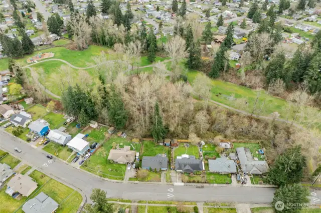 Aerial of neighborhood