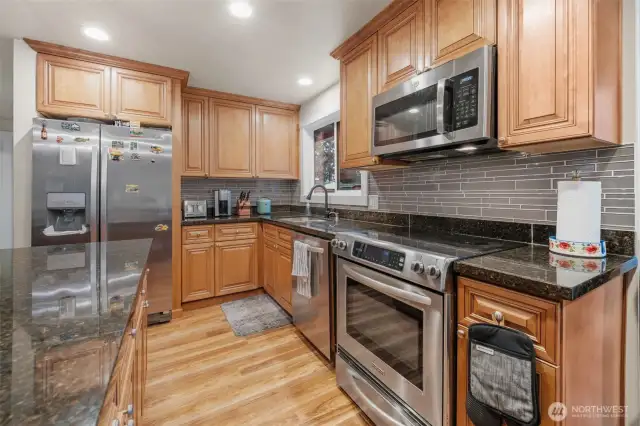 Beautiful cabinets with stainless steel appliances