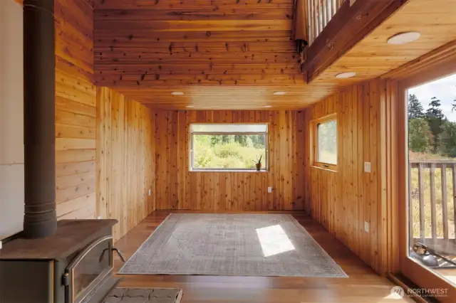 Living room and wood burning stove