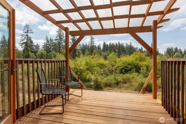 Deck off living room of Tiny House