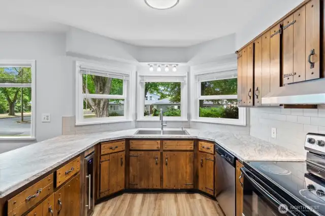 Kitchen with Bay Windows