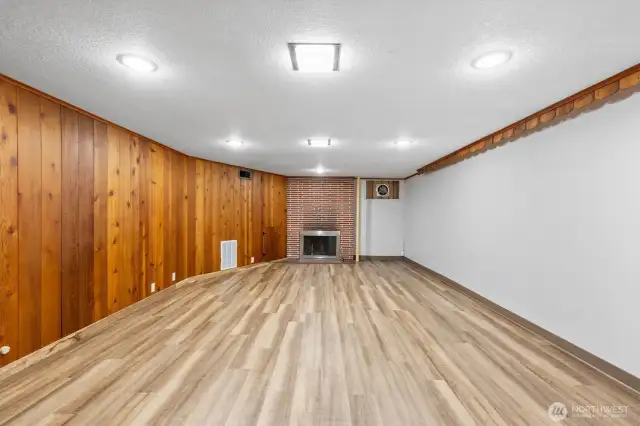 Lower Level Family Room with Fire Place