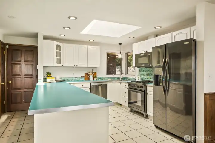 Large kitchen with updated stainless steel appliances