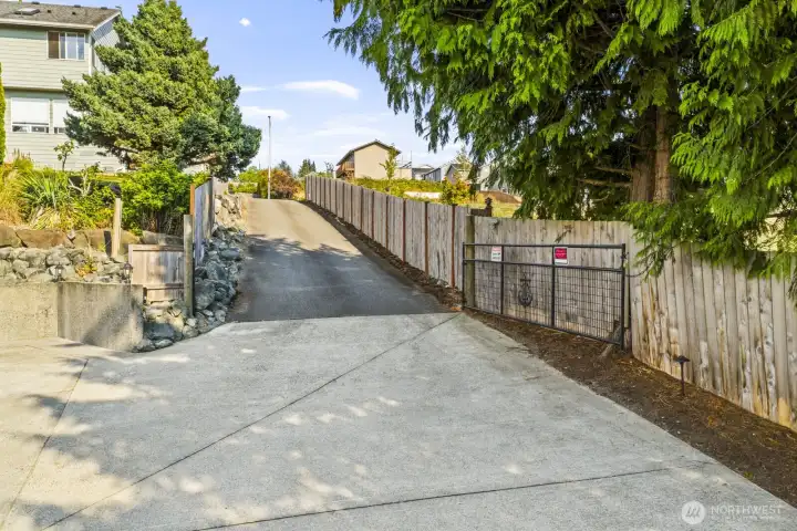 Private driveway with gated entrance