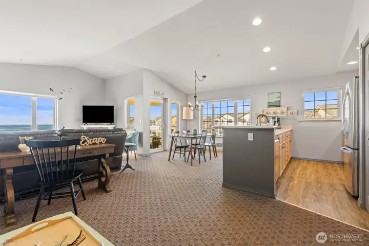 Another view of the ample space in this open-concept main living area