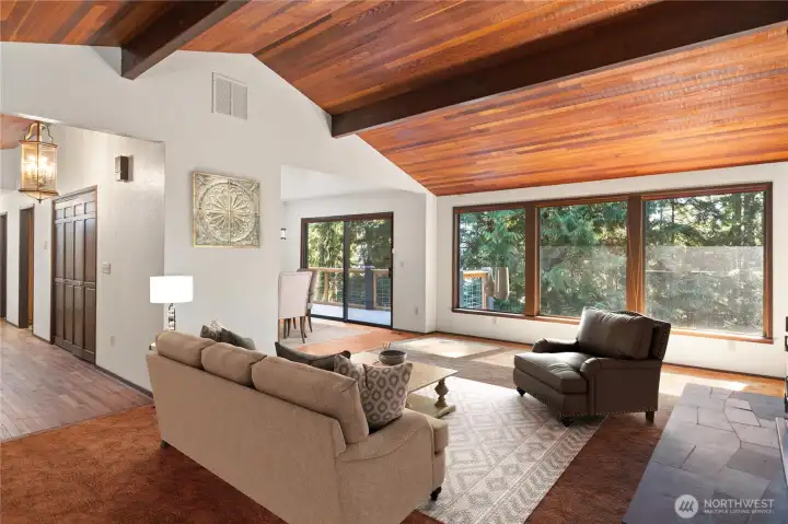 The main living level faces east. There is a lot of character in this 1980's custom built home, which offers a fabulous opportunity for a new buyer to customize it to your style and taste.