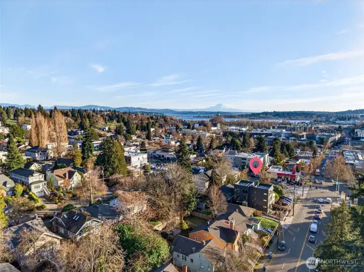 Enjoy views of the lake and Mount Rainier (when it's "out")