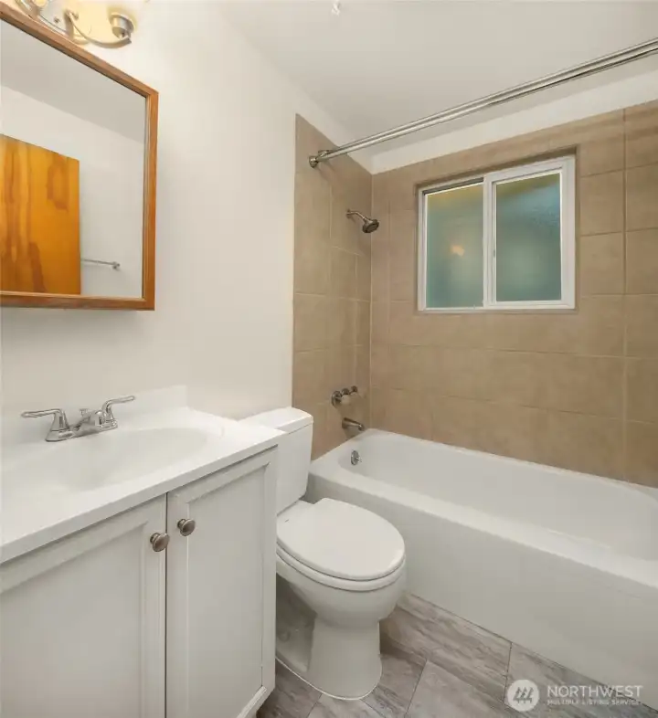 New vinyl flooring in bathroom and laundry area