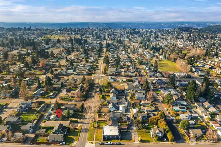Aerial view looking West along N. 46th St