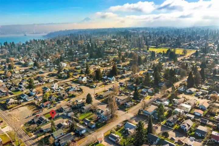 Aerial view looking SE