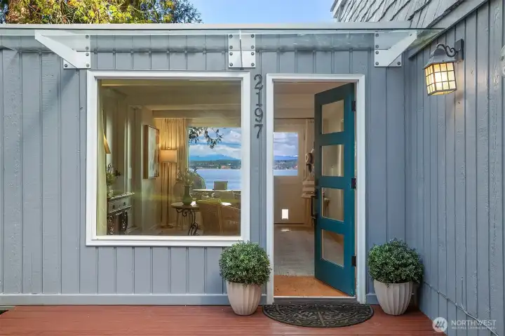 Large windows allow for abundant natural light.