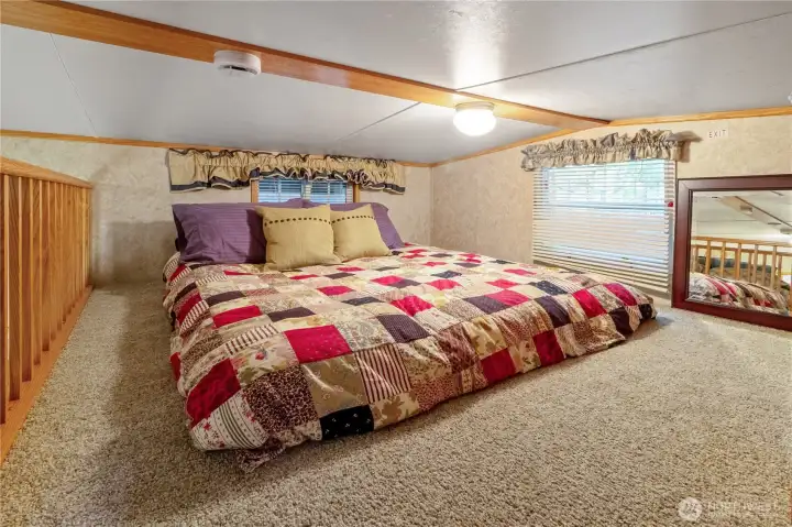 Spacious sleeping loft area.