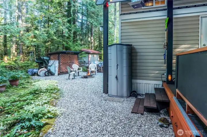 Rear yard area along the park model.