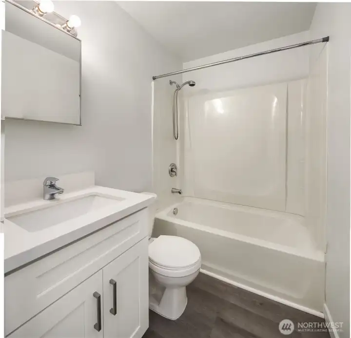 Bathroom with new cabinets and counter tops