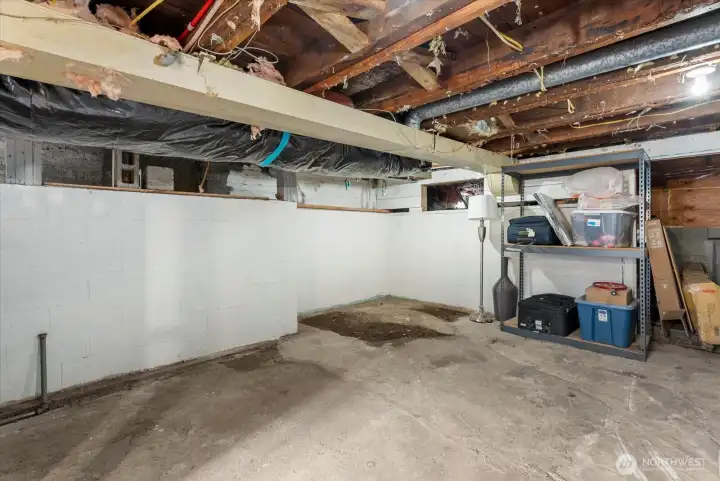 Unfinished basement for potential expansion.