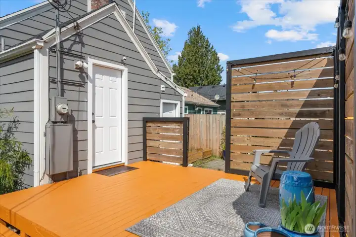 Detached garge with alley access.