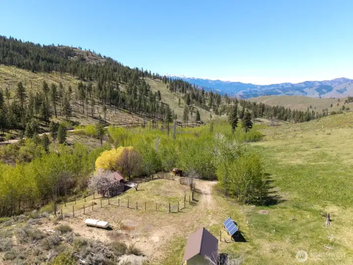 Yard and garden area is fenced.