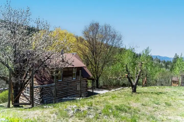 Garden gate by cabin