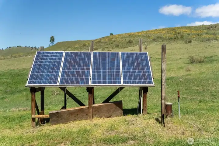 Solar panels established. Water well and frost free hydrant.