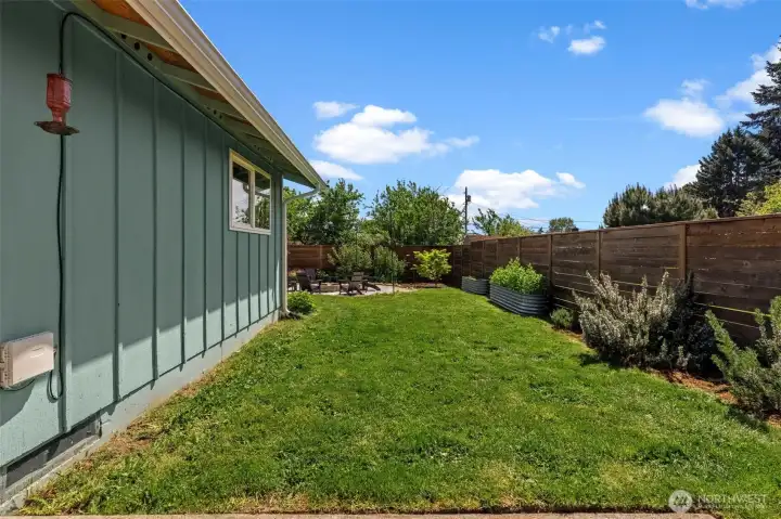 Fully fenced backyard
