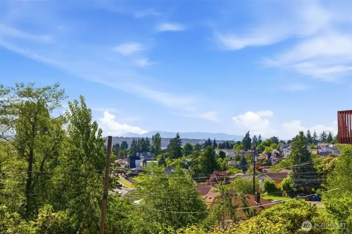 Views of the Olympic Mountains.