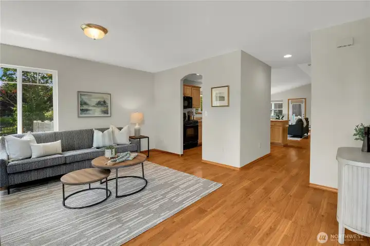Formal living room off entry with hardwood floors. New interior paint throughout! Formal living room off entry with hardwood floors. New interior paint throughout!
