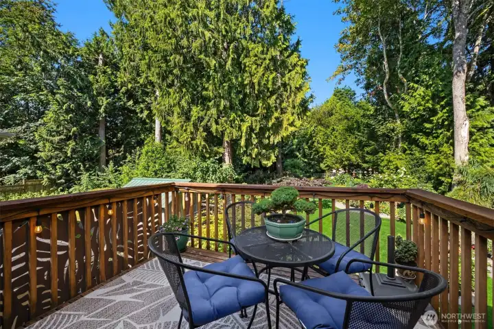 Extend your living space outdoors to the back deck, the perfect spot for morning coffee, al fresco dining, or evening gatherings overlooking the beautifully landscaped yard. Extend your living space outdoors to the back deck, the perfect spot for morning coffee, al fresco dining, or evening gatherings overlooking the beautifully landscaped yard.