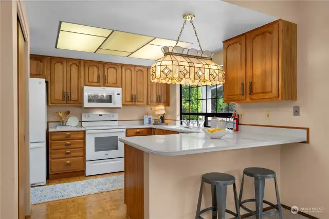 Cozy up in this great conversational kitchen.