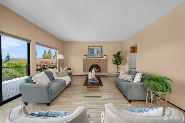 The upper level has a gas fireplace for instant comfort and ambiance.