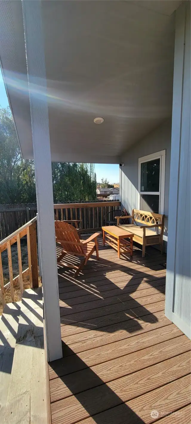 A view of the porch furniture.