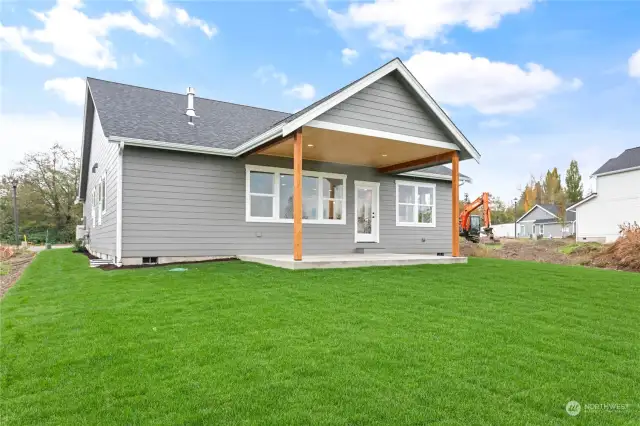 The covered back patio will lend to outdoor entertaining.  The yard is level.