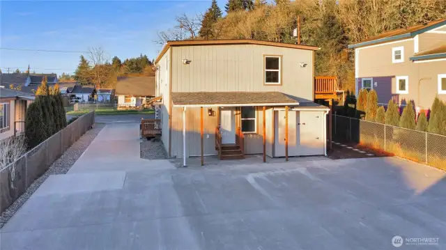 Hot water tank storage area to the right and all lines to units start here.