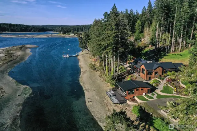 The custom design construction project has large circular driveway with ease of access. Main house, cabana beach house, and large out building for yoga retreat, gym work out area, more bonus/game room, or make it a full added ADU. Plenty of water hookups and septic drain-field area (4 bedroom total).