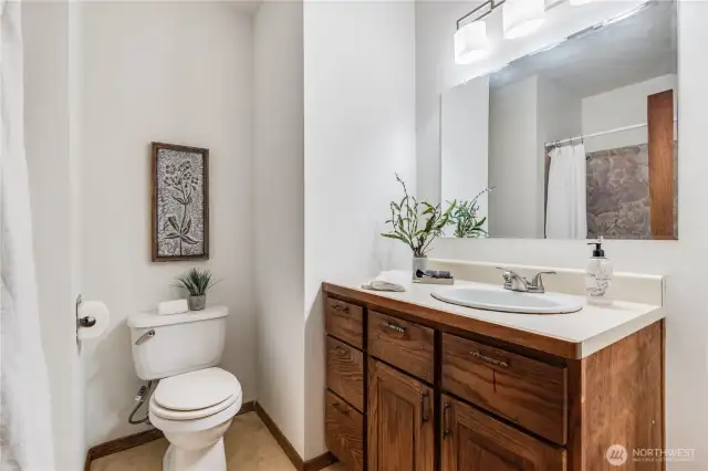 This full bathroom serves the whole main floor.