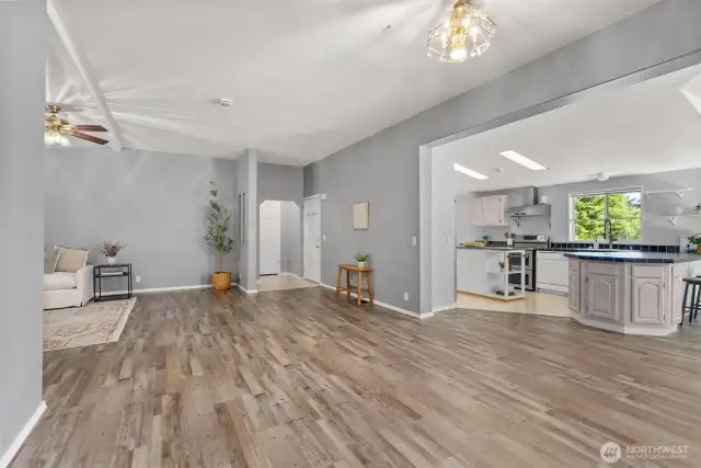 Great room leading into kitchen