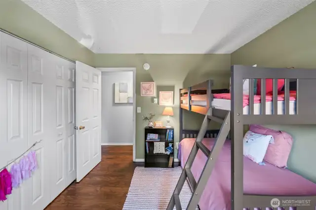 Big double closets are one of the features of this room.