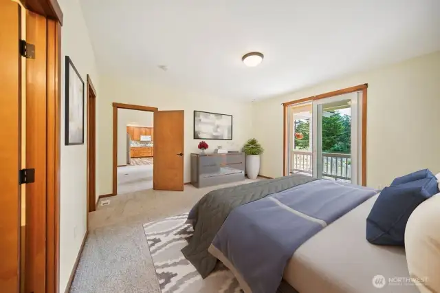 # 1 of 2 Primary Suites has 5-piece bathroom & deck access on the lake side