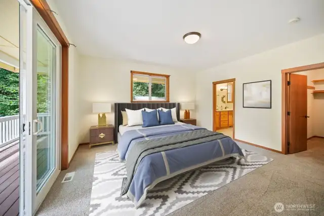 # 1 of 2 Primary Suites has access on the lake side & a 5-piece bathroom