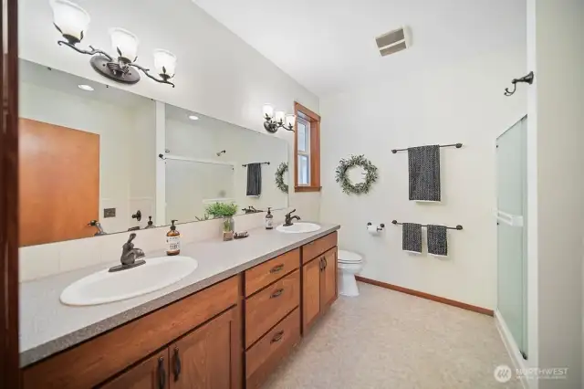 Double sink vanity in # 1 of 2 Primary Suites